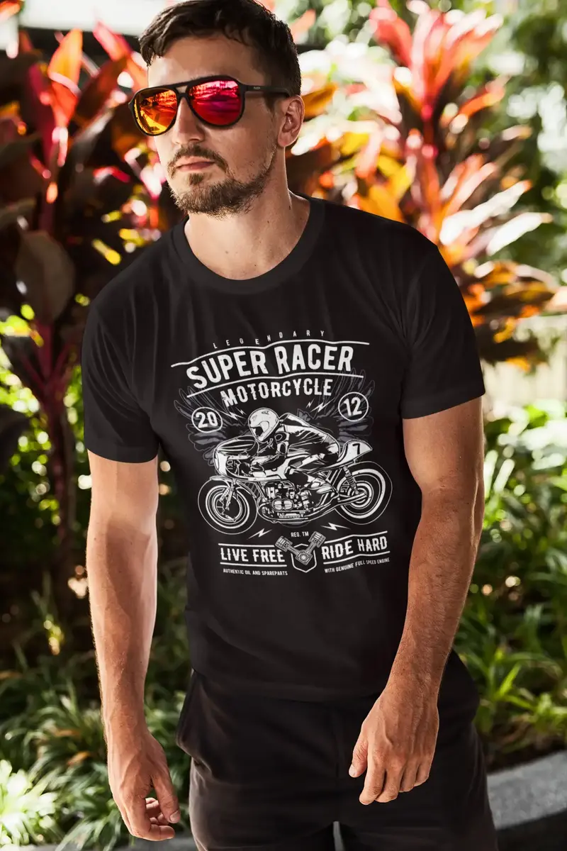 Ultrabasic Men's T-Shirt Super Racer Motorcycle 2012 - Live Free Ride Hard Tee Shirt 1