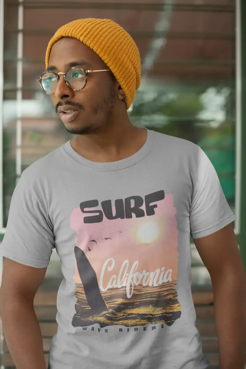 Ultrabasic Men's T-Shirt Surf California - Wave Riders Surfing Tee Shirt 1