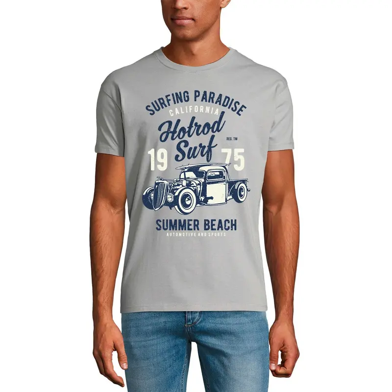 Ultrabasic Men's T-Shirt Surfing Paradise Hotrod Surf 1975 - Summer Beach Tee Shirt 2