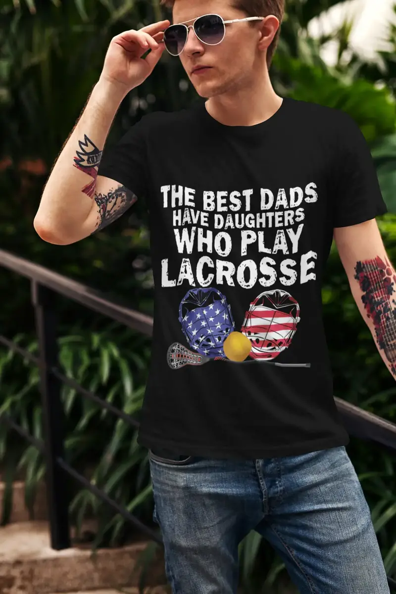 Ultrabasic Men's T-Shirt The Best Dads Have Daughters Who Play Lacrosse - American Flag 1