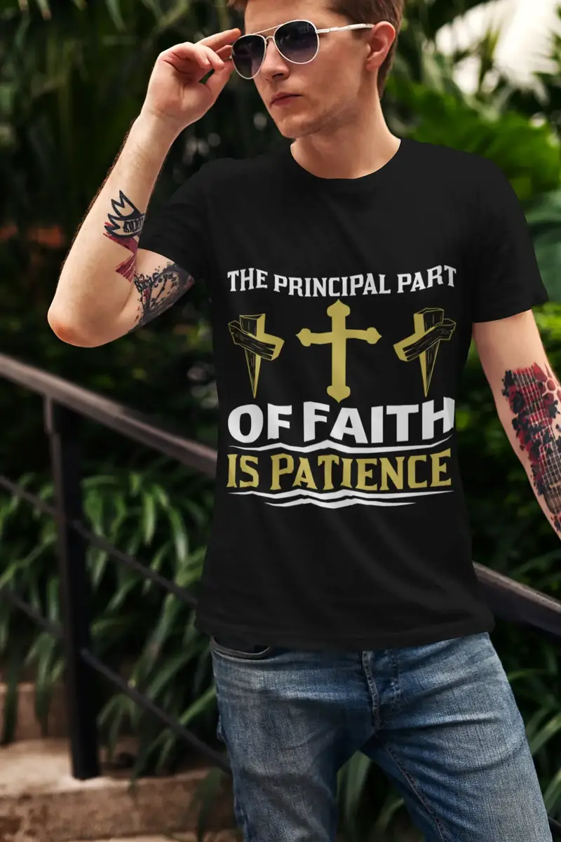 Ultrabasic Men's T-Shirt The Principal Part Of Faith Is Patience - Religious Shirt 1