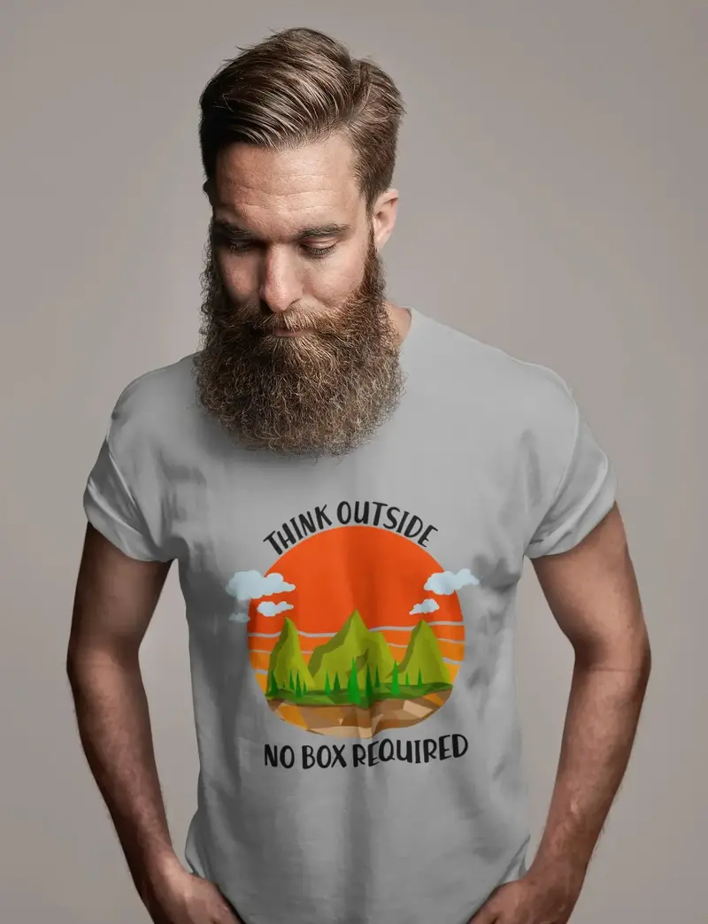 Ultrabasic Men's T-Shirt Think Outside No Box Required - Mountain Hiker Tee Shirt 1