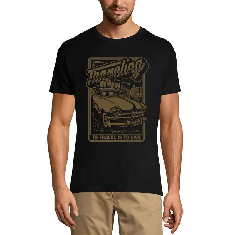 Ultrabasic Men's T-Shirt To Travel Is To Live - Short Sleeve Tee Shirt 1