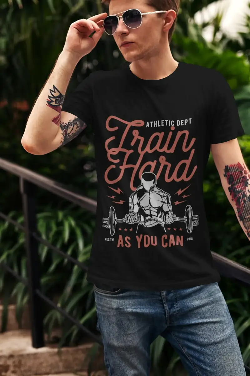 Ultrabasic Men's T-Shirt Train Hard As You Can - Athletic Gym Motivational Tee Shirt 1