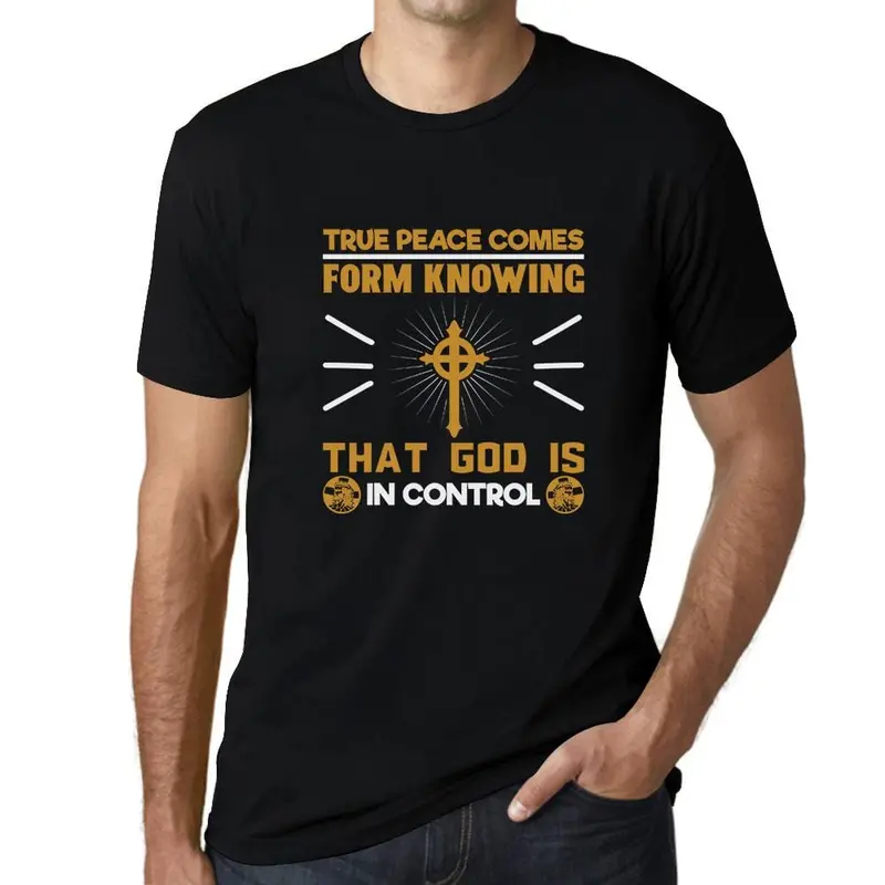 Ultrabasic Men's T-Shirt True Peace God Control - Christian Religious Shirt 1