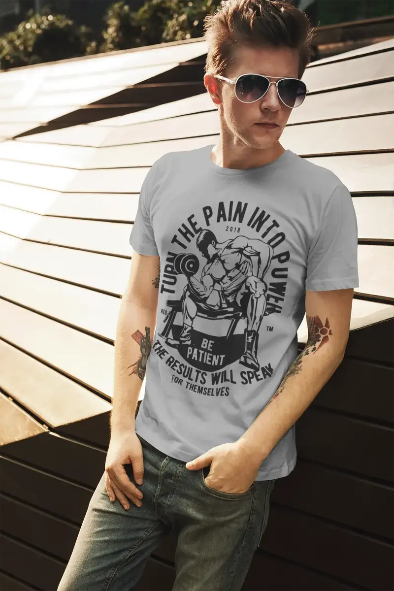 Ultrabasic Men's T-Shirt Turn The Pain Into Power - Gym Motivational Tee Shirt 1