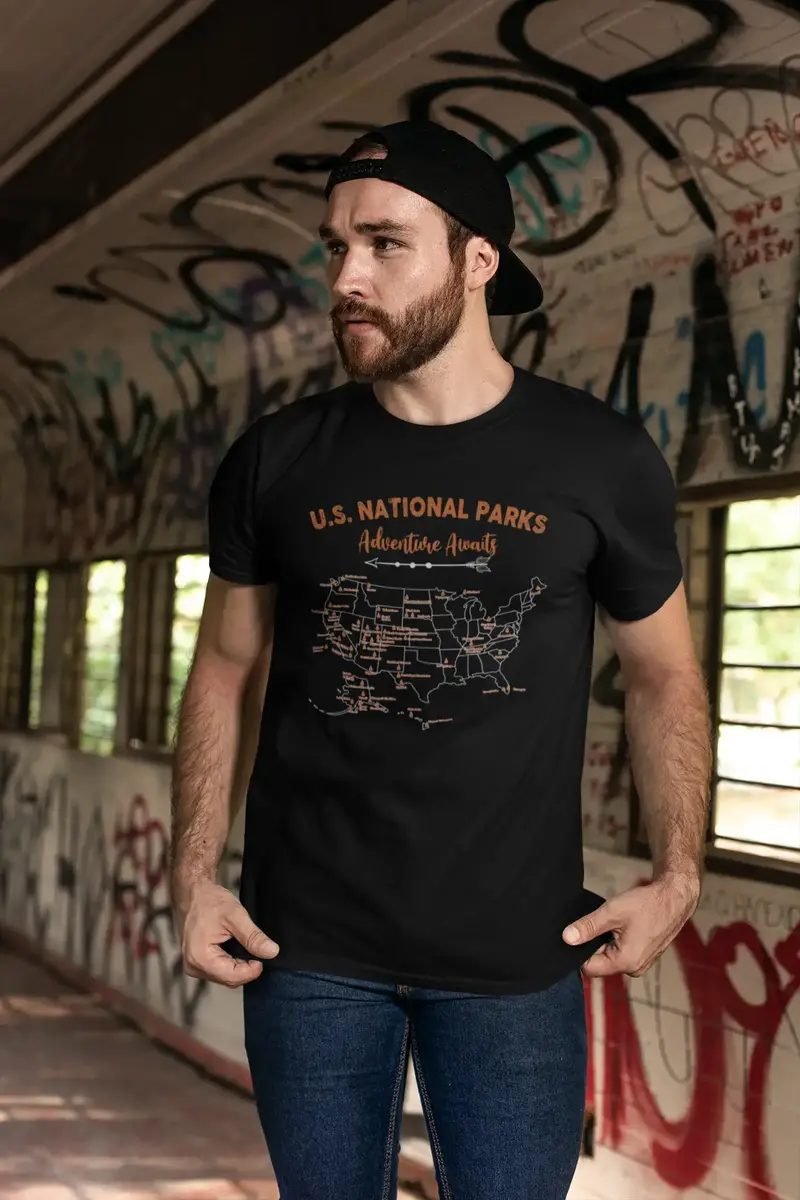 Ultrabasic Men's T-Shirt U.S. National Parks Adventure Awaits - Mountain Hiker Tee Shirt 1