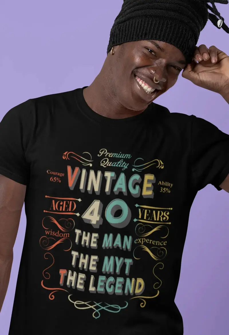 Ultrabasic Men's T-Shirt Vintage Aged 40 Years - Gift For 40Th Birthday Tee Shirt 1