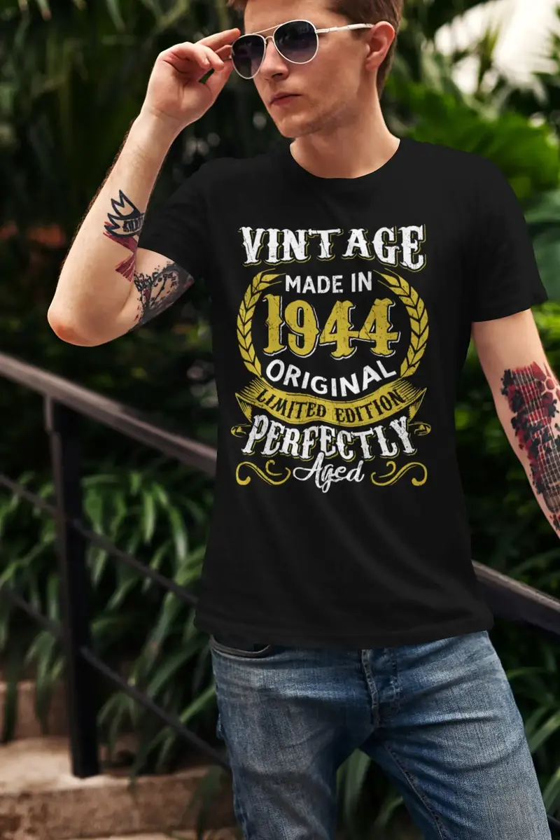Ultrabasic Men's T-Shirt Vintage Made In 1944 Perfectly Aged - 77Th Birthday Gift Tee Shirt 1