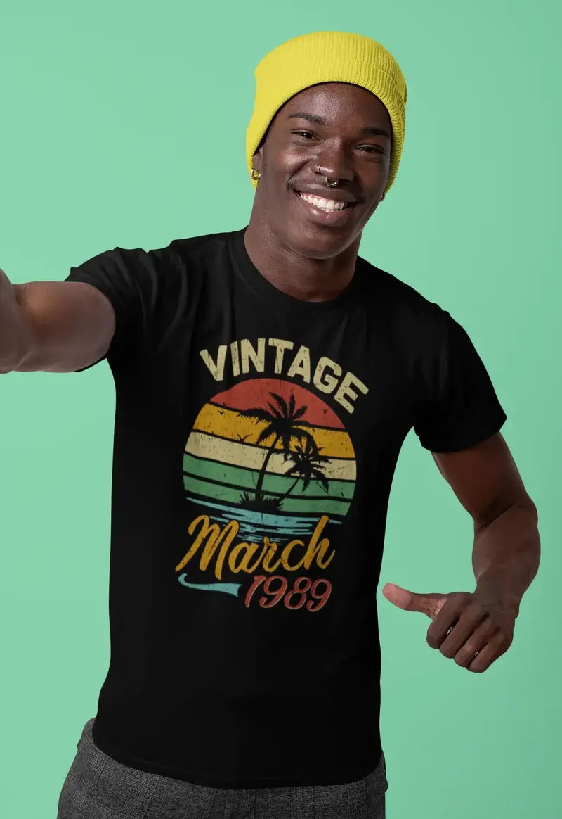 Ultrabasic Men's T-Shirt Vintage March 1989 - Retro Sunset 32Nd Birthday Gift Tee Shirt 1