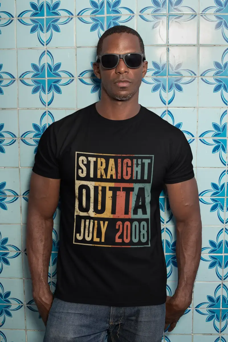 Ultrabasic Men's T-Shirt Vintage Straight Outta July 2008 - Gift For 13Th Birthday Gift Tee Shirt 1