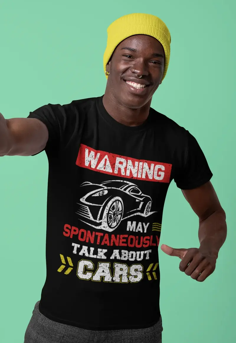 Ultrabasic Men's T-Shirt Warning May Spontaneously Talk About Car - Car Lovers Tee Shirt 1