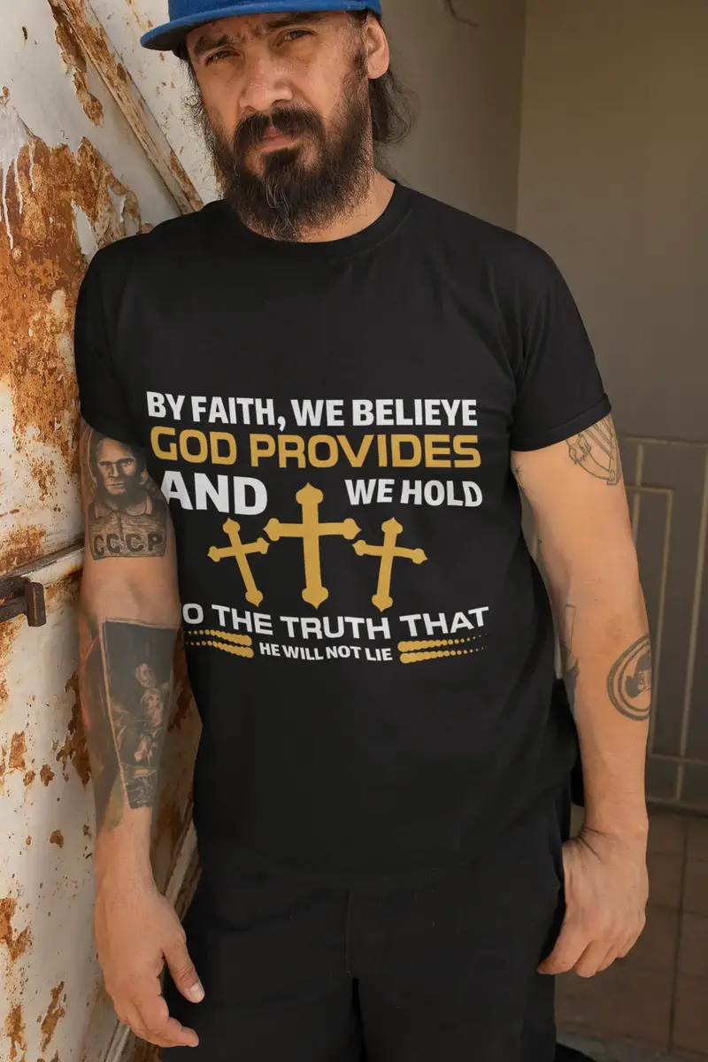 Ultrabasic Men's T-Shirt We Believe God Provides - Christian Religious Shirt 1