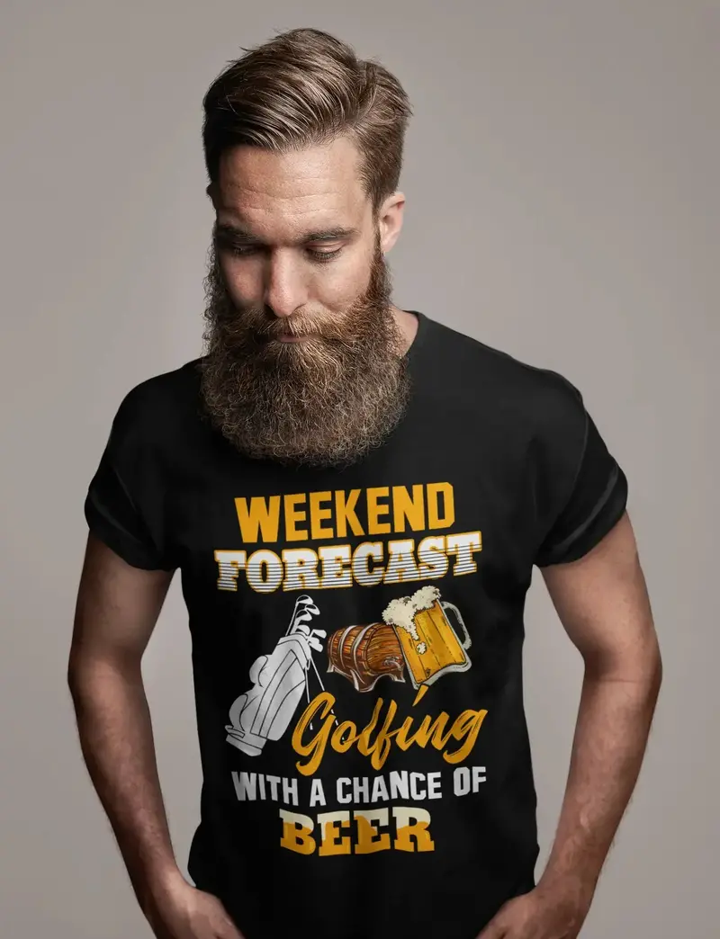 Ultrabasic Men's T-Shirt Weekend Forecast Golfing With A Chance Of Beer - Drinking Lover Tee Shirt 1