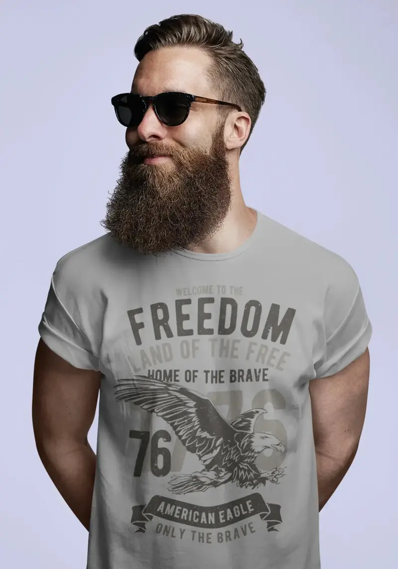 Ultrabasic Men's T-Shirt Welcome To The Freedom - Land Of The Free - Home Of The Brave - Us Patriotic Eagle Tee Shirt 1