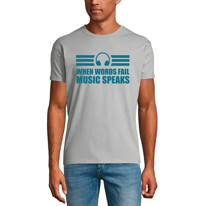 Ultrabasic Men's T-Shirt When Words Fail Music Speaks - Headphones Shirt For Musician 1