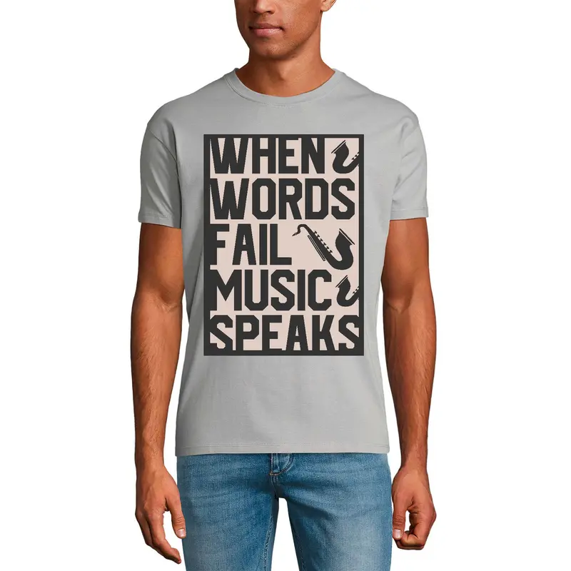 Ultrabasic Men's T-Shirt When Words Fail Music Speaks - Saxophone Shirt For Musican 1