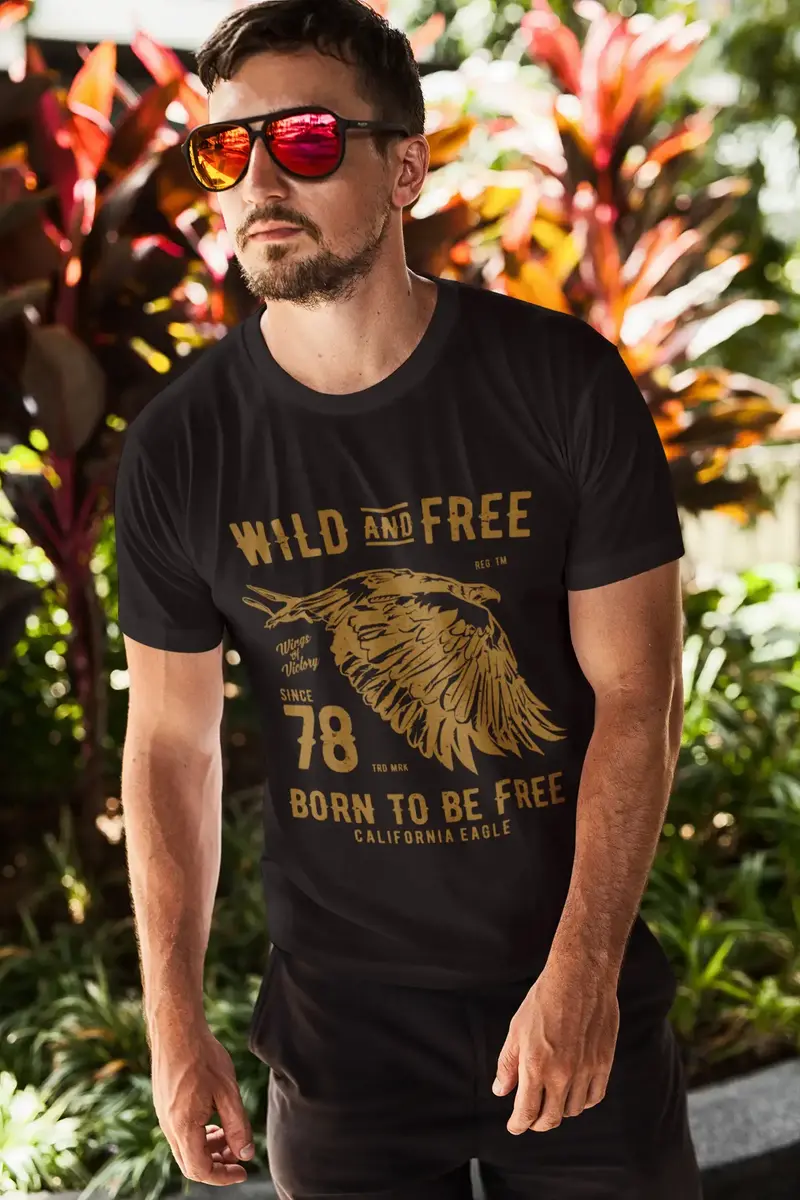 Ultrabasic Men's T-Shirt Wild And Free Since 1978 - Born To Be Free - California Eagle Tee Shirt 1
