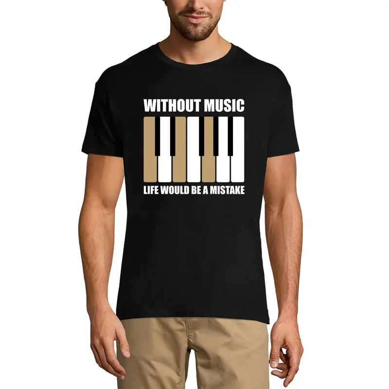 Ultrabasic Men's T-Shirt Without Music Life Would Be A Mistake - Shirt For Pianist 1