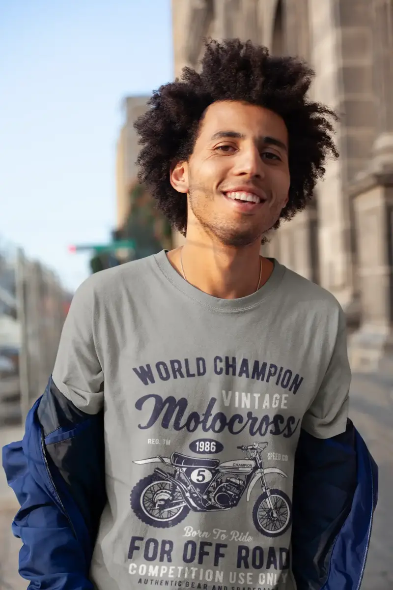 Ultrabasic Men's T-Shirt World Champion Vintage Motocross - Born To Ride 1986 Tee Shirt 1