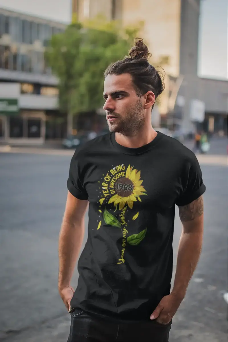 Ultrabasic Men's T-Shirt Year Of Being Awesome 1968 - Sunflower Sunshine 53Rd Birthday Gift Tee Shirt 1