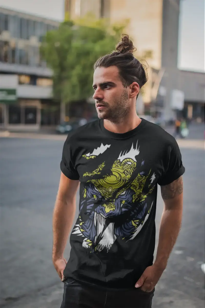 Ultrabasic Men's Torn T-Shirt Angry Animal - Mad Graphic Vintage Shirt For Men 1