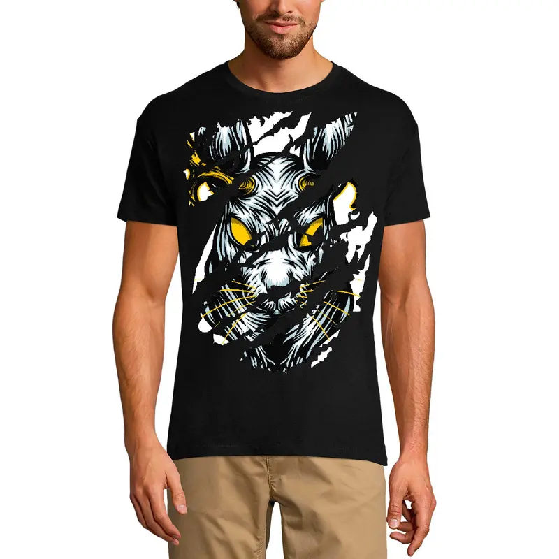 Ultrabasic Men's Torn T-Shirt Angry Animal - Urban Vintage Graphic Shirt For Men 3