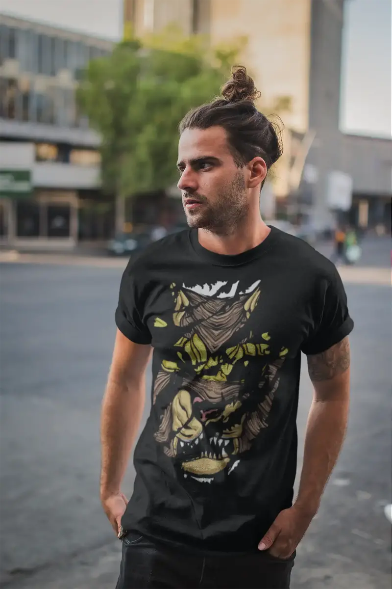 Ultrabasic Men's Torn T-Shirt Angry Beast - Urban Vintage Graphic Shirt For Men 1