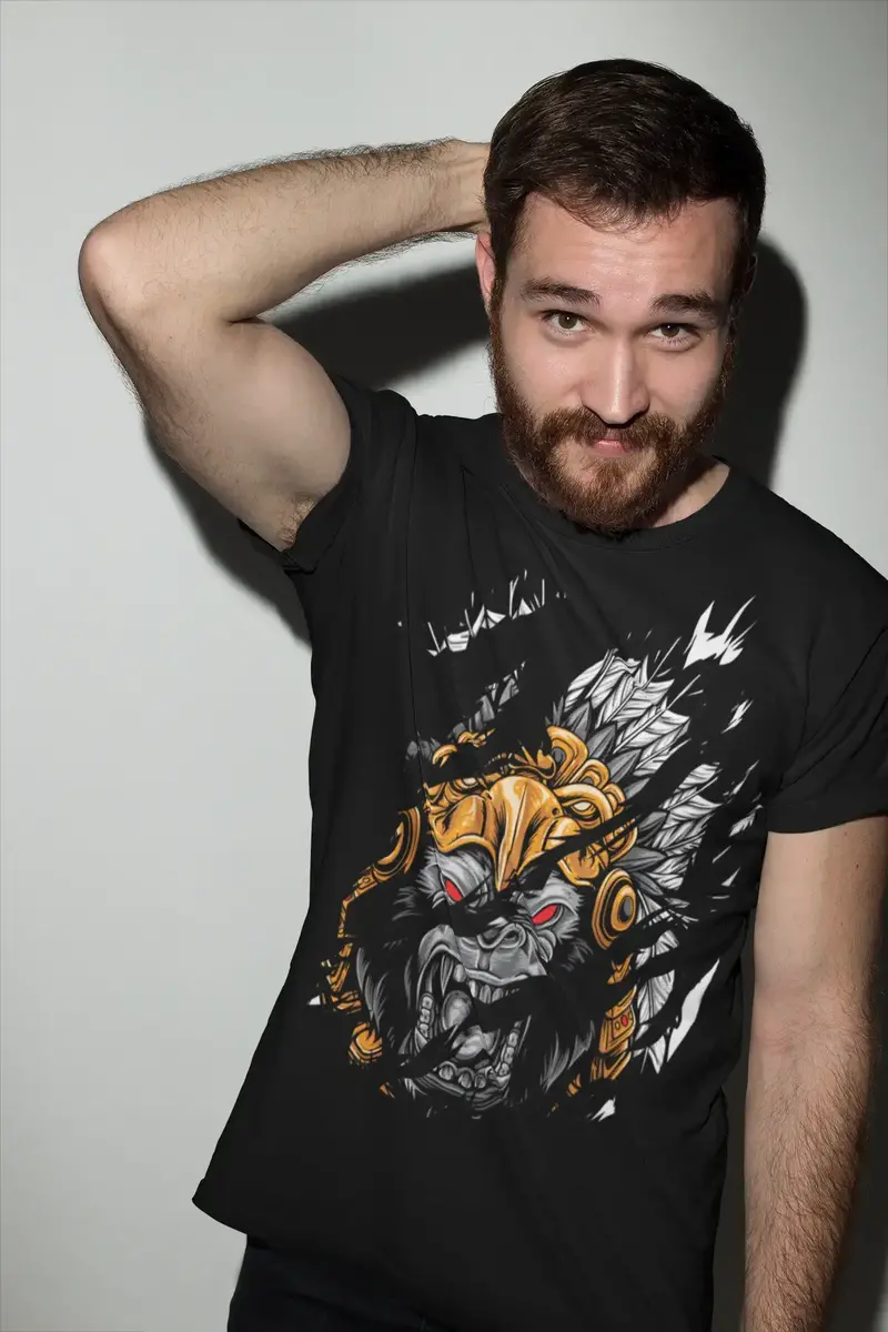 Ultrabasic Men's Torn T-Shirt Angry King Gorrila - Chief Monkey - Shirt For Men 1