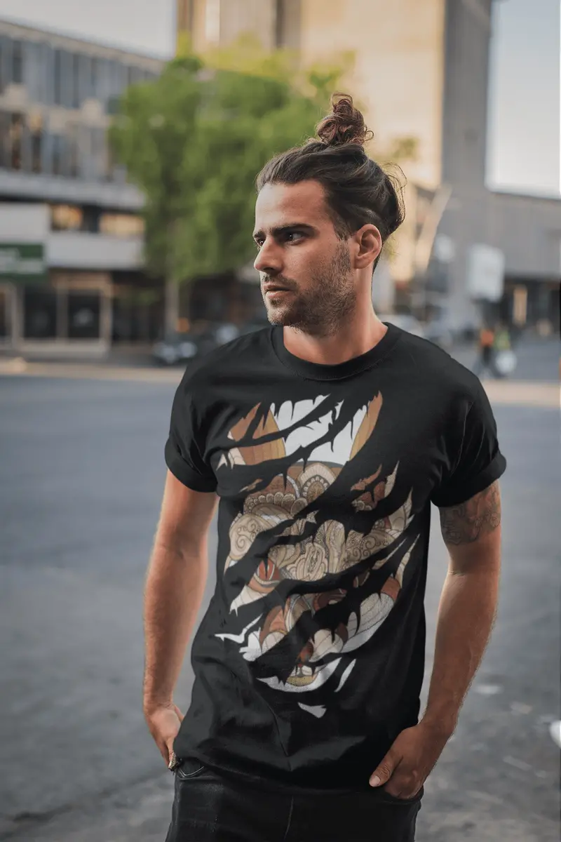Ultrabasic Men's Torn T-Shirt Angry Red Fox - Graphic Apparel - Vintage Shirt 2
