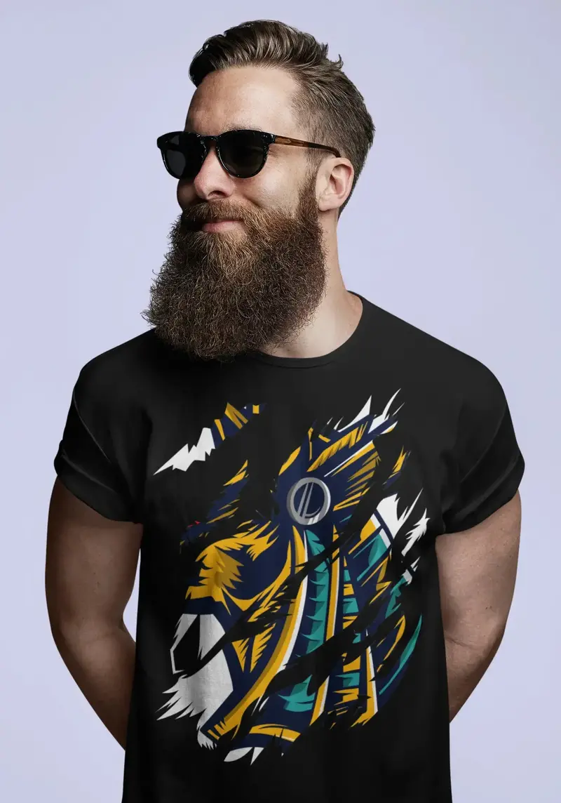 Ultrabasic Men's Torn T-Shirt Colorful Design - Vintage Short Sleeve Shirt 1