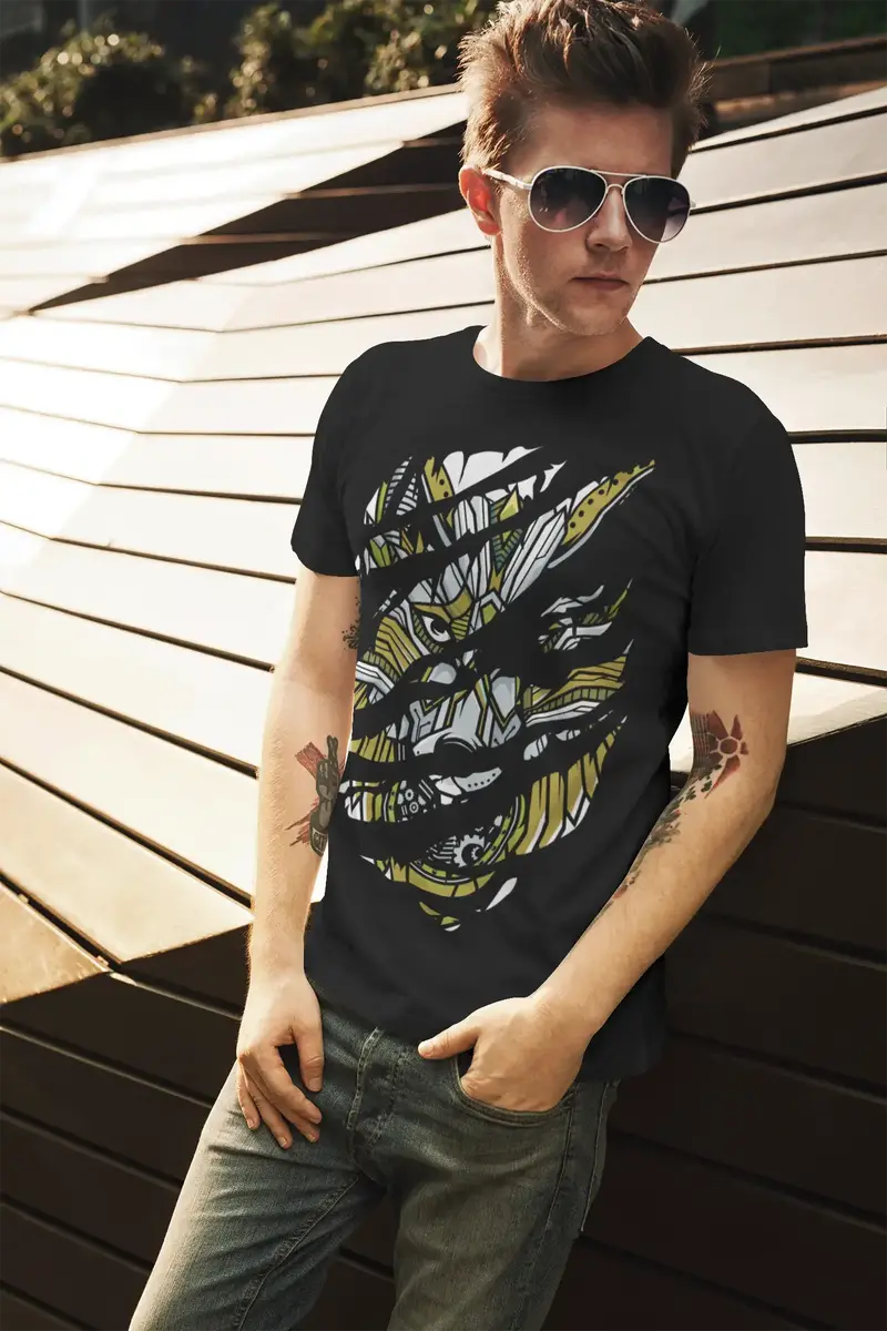 Ultrabasic Men's Torn T-Shirt Dog Totem - Graphic Apparel - Vintage Shirt 1