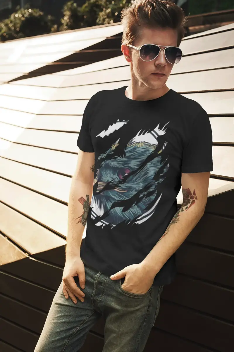 Ultrabasic Men's Torn T-Shirt Ostrich - Short Sleeve Shirt For Men 1