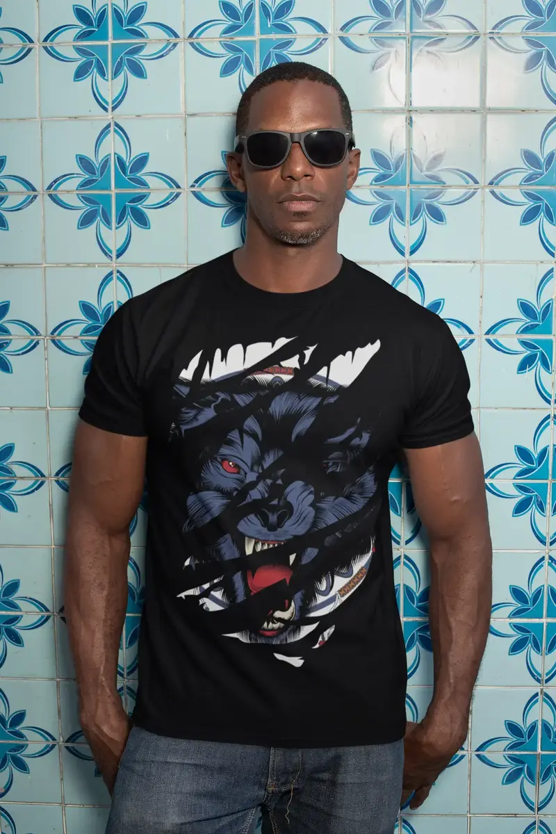 Ultrabasic Men's Torn T-Shirt Scary Mad Wolf - Vintage Shirt For Men 1