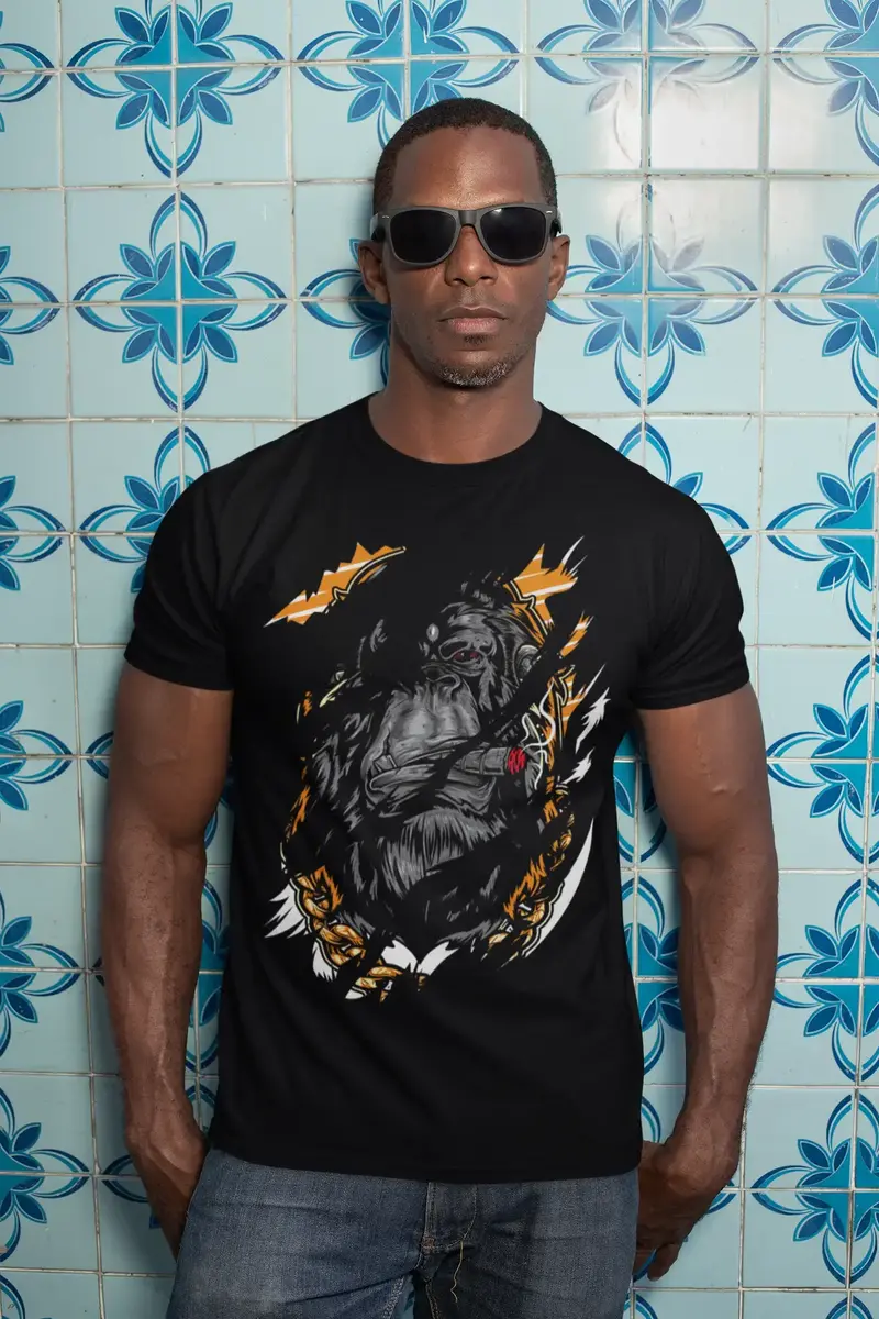 Ultrabasic Men's Torn T-Shirt Smoking Gorilla Strength - Shirt For Men 1