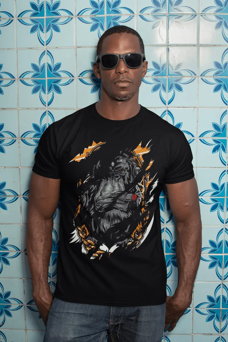 Ultrabasic Men's Torn T-Shirt Smoking Gorilla Strength - Shirt For Men 2