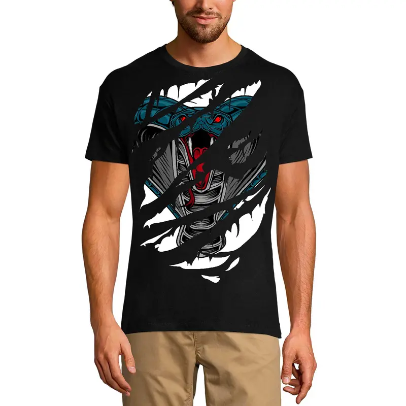 Ultrabasic Men's Torn T-Shirt Snake Cobra - Scary Short Sleeve Shirt For Men 3