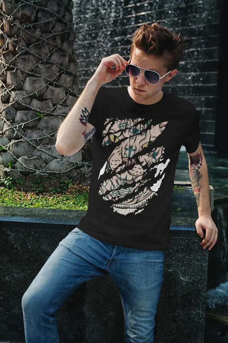 Ultrabasic Men's Torn T-Shirt Sphynx Cat - Hairless Kitten Vintage Shirt For Men 1