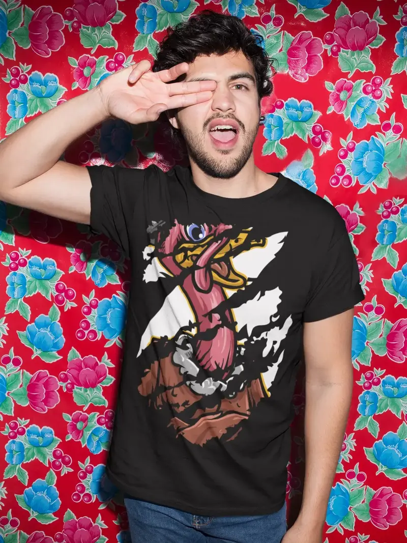 Ultrabasic Men's Torn T-Shirt Turkey Bird - Big Bird Face - Vintage Shirt 1