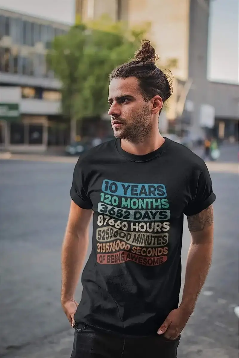 Ultrabasic Men's Vintage T-Shirt 10 Years Of Being Awesome - Funny 10Th Birthday Tee Shirt 1