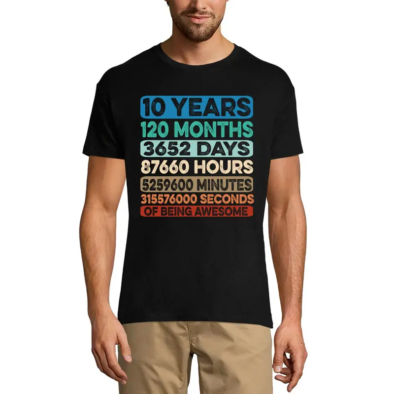 Ultrabasic Men's Vintage T-Shirt 10 Years Of Being Awesome - Funny 10Th Birthday Tee Shirt 3