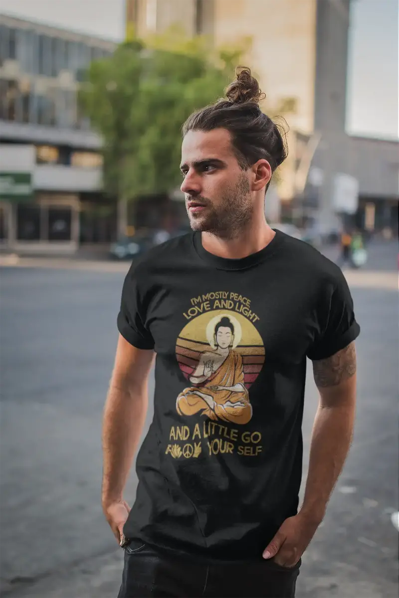 Ultrabasic Men's Vintage T-Shirt I'm Mostly Peace Love And Light And A Little Go Fuck Yourself 1