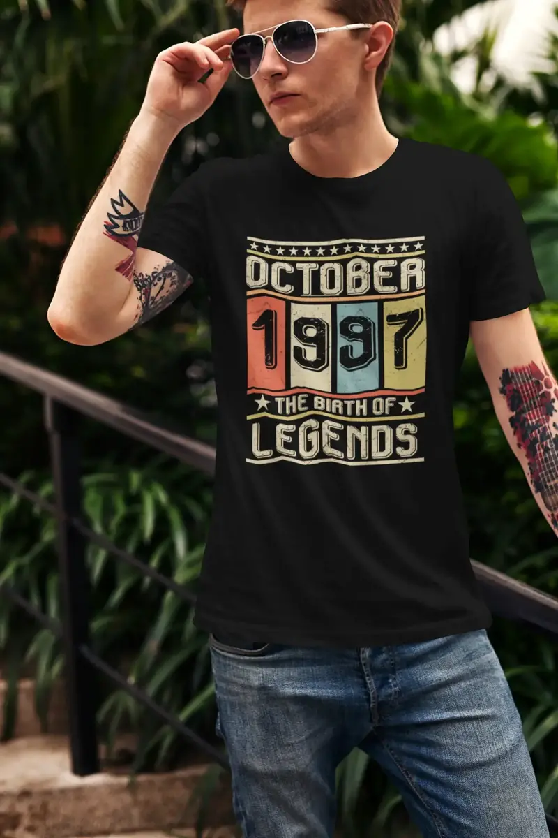 Ultrabasic Men's Vintage T-Shirt October 1997 The Birth Of Legends - 24 Years Old - Gift For 24Th Birthday Tee Shirt 1