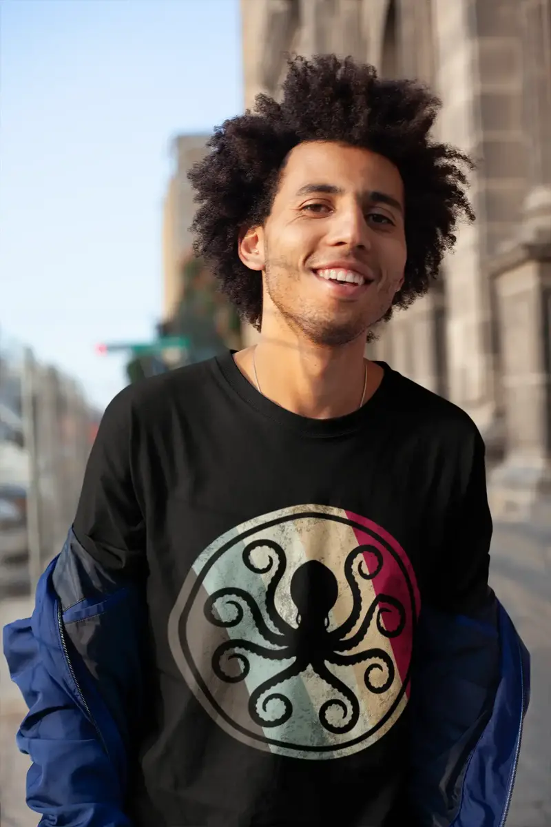 Ultrabasic Men's Vintage T-Shirt Octopus Logo - Retro Tee Shirt 1
