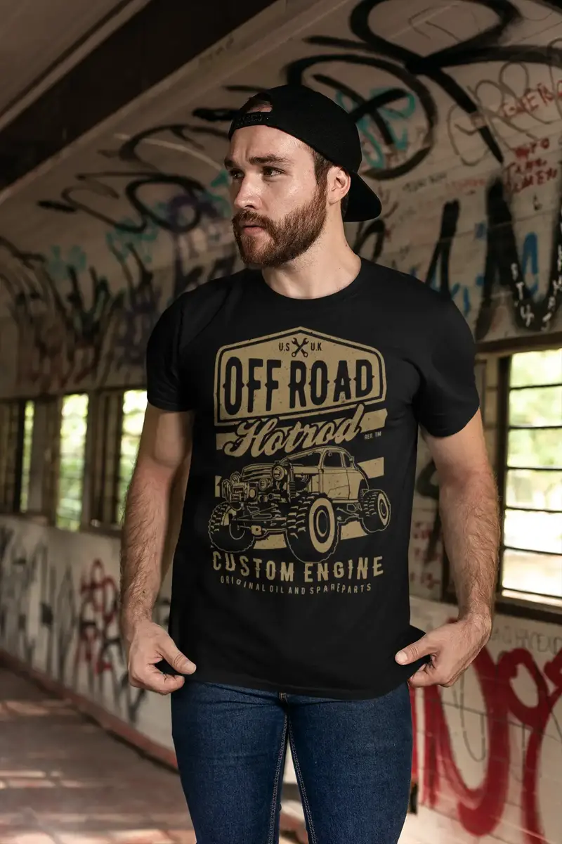 Ultrabasic Men's Vintage T-Shirt Offroad Hotrod - Custom Engine - Birthday Gift 1