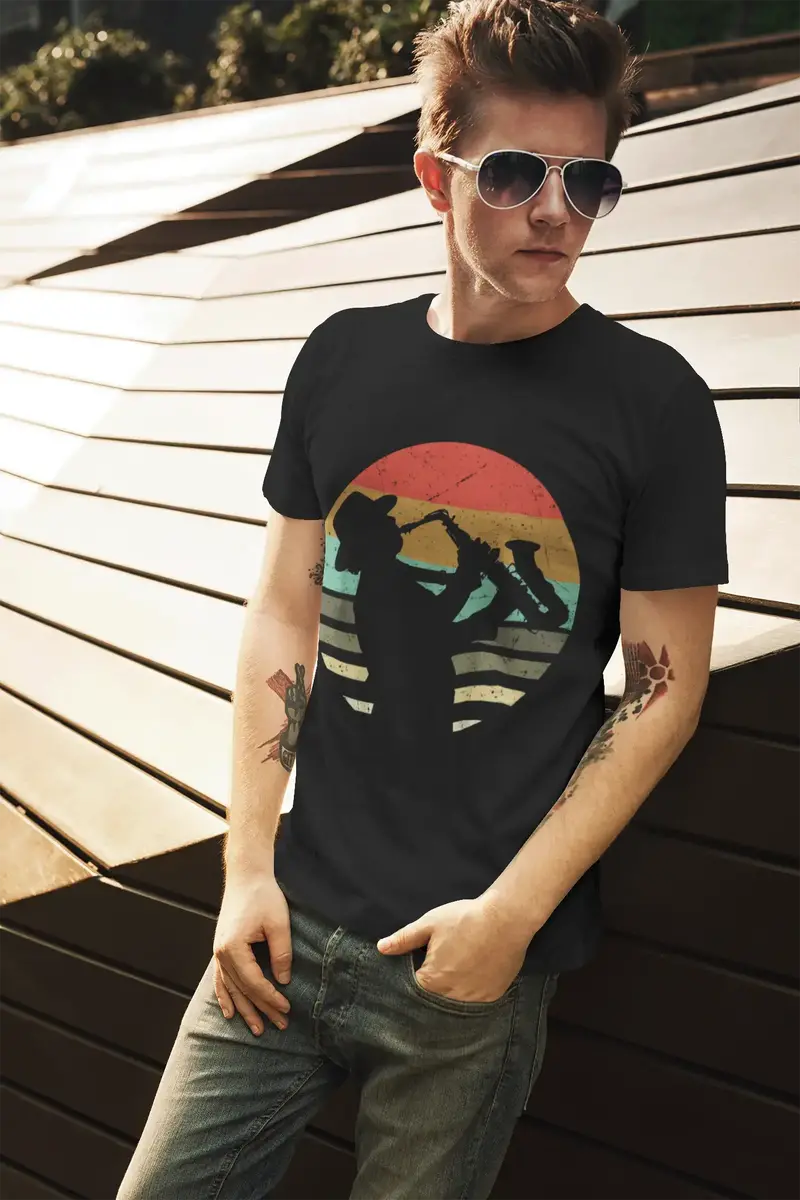 Ultrabasic Men's Vintage T-Shirt Retro Saxophone - Tee Shirt For Saxophonist 1