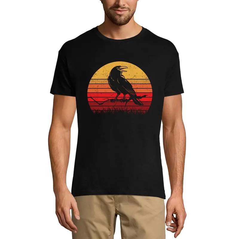 Ultrabasic Men's Vintage T-Shirt Retro Sunset Raven - Funny Tee Shirt 1