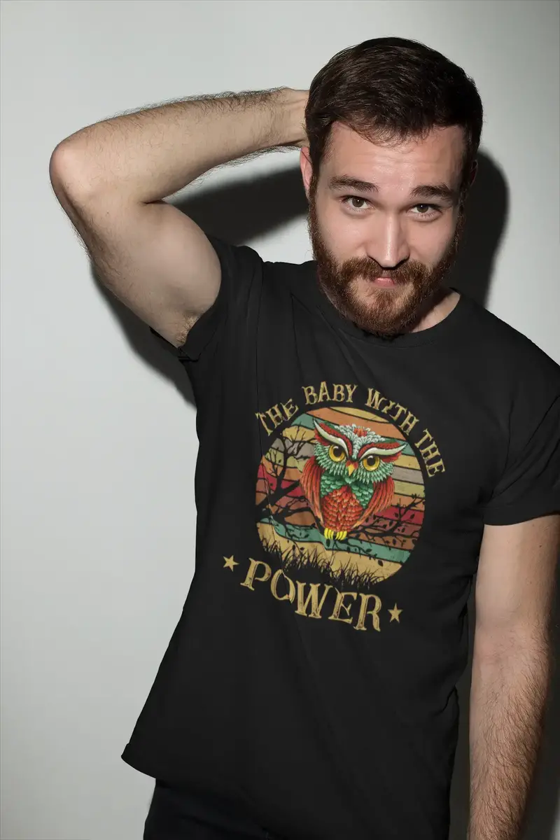 Ultrabasic Men's Vintage T-Shirt Retro The Baby With The Power - Owl Tee Shirt 1