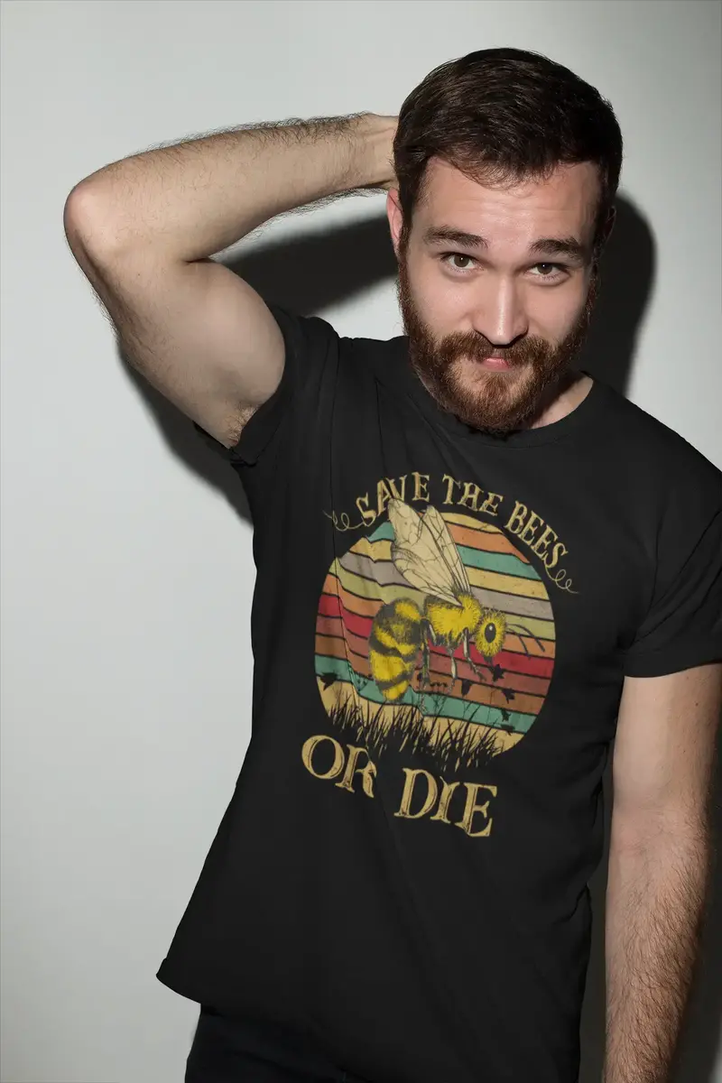 Ultrabasic Men's Vintage T-Shirt Save The Bees Or Die - Funny Retro Tee Shirt 1