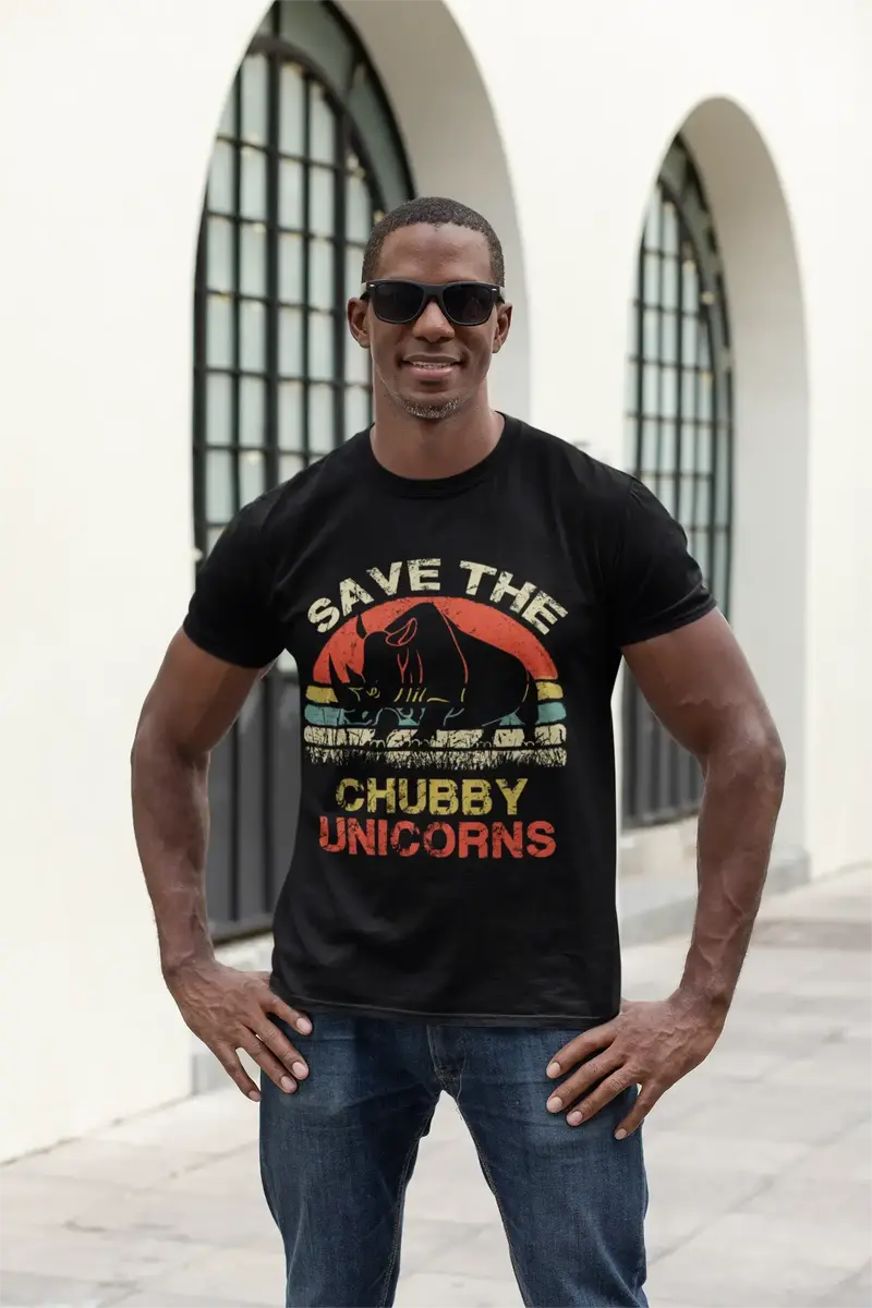 Ultrabasic Men's Vintage T-Shirt Save The Chubby Unicorns - Funny Quote Tees 1